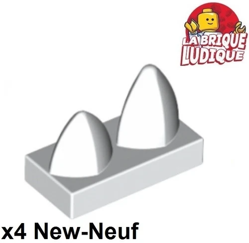 Lego 4X Modifizierte Fliese 1X2 2 Zähne Monster Vertikal Weiß 15209 NEU