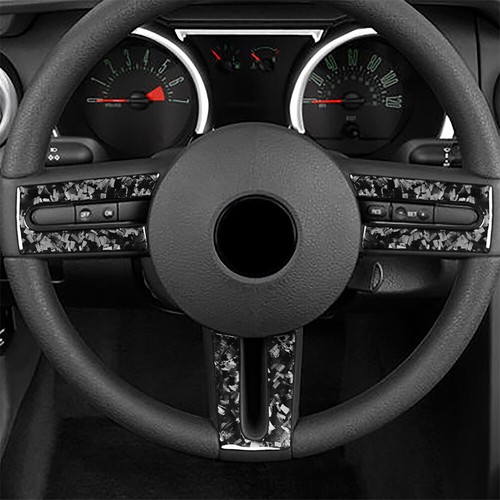 3×Forged Carbon Fiber Inner Steering Wheel Button Cover For Ford Mustang 2005-09 - Foto 3 di 10