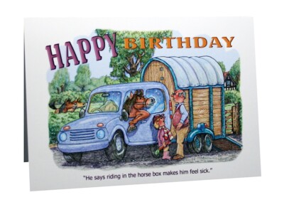 HAPPY BIRTHDAY HORSE & PONIES HUMOUR CARTOON A5 GREETING CARD BY ARMAND FOSTER