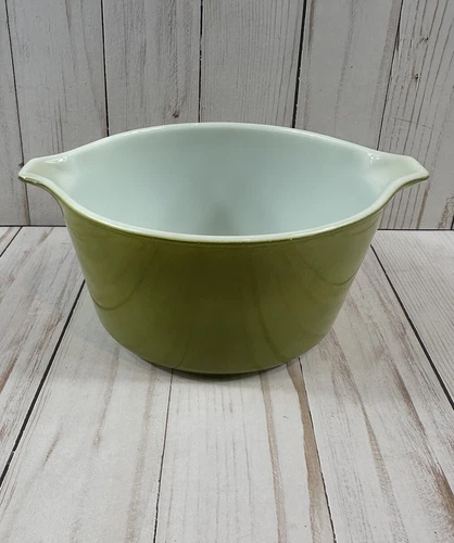 Pyrex 473 1 Qt. casserole Verde Green Cinderella round mixing Bowl Vintage MCM
