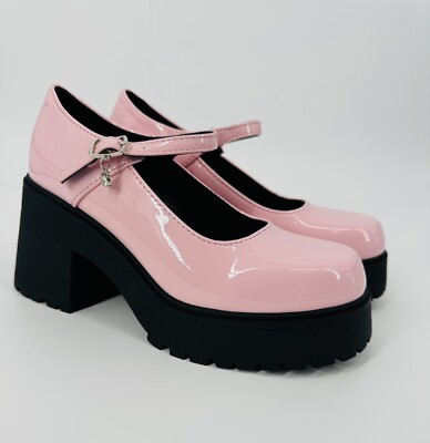Woman's Platform Mary Janes Y2K Chunky Schoolgirl Light Pink