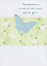Designer Greetings Butterfly Window with Blue Foil Dots Thank You Card