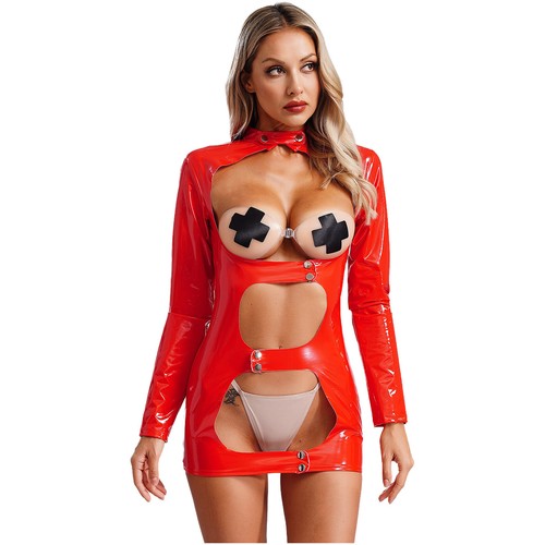 Mini vestido de peluche metálico para mujer Babydoll de una pieza vestido sin espalda ropa de dormir - Imagen 8 de 40