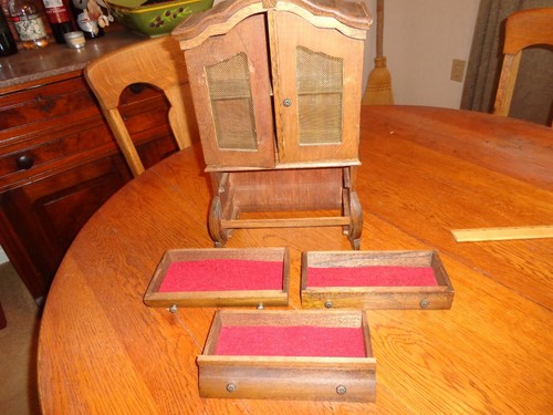 ANTIQUE TWO PIECE CHINA CABINET~~SALESMANS SAMPLE - Picture 7 of 12