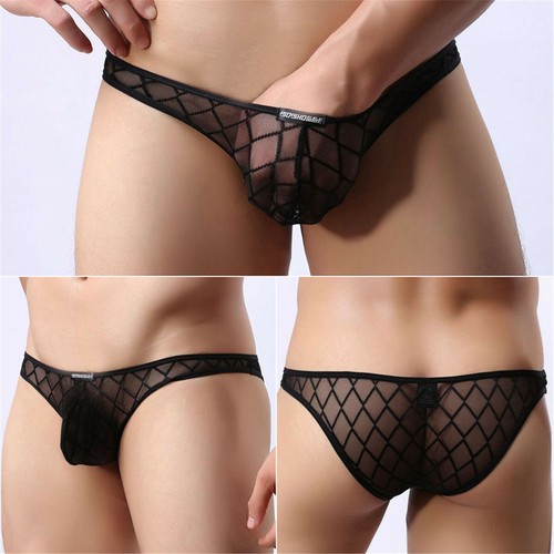 3PACK Men's Sexy Mesh Sheer Briefs Underwear Black Bikini Jockstrap Underpants - Picture 3 of 18