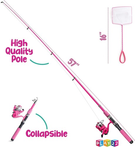 Kids Fishing Pole Pink 40 Set - Fishing Rod and Reel Combos Fishing Poles - Picture 5 of 9