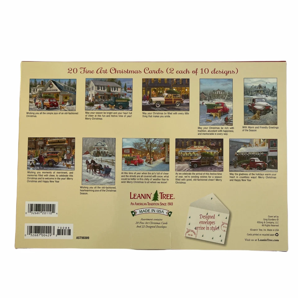 Leanin’ Tree 20 Card Assortment Hometown Christmas w/ Stickers & Bookmark  - Image 2 of 4