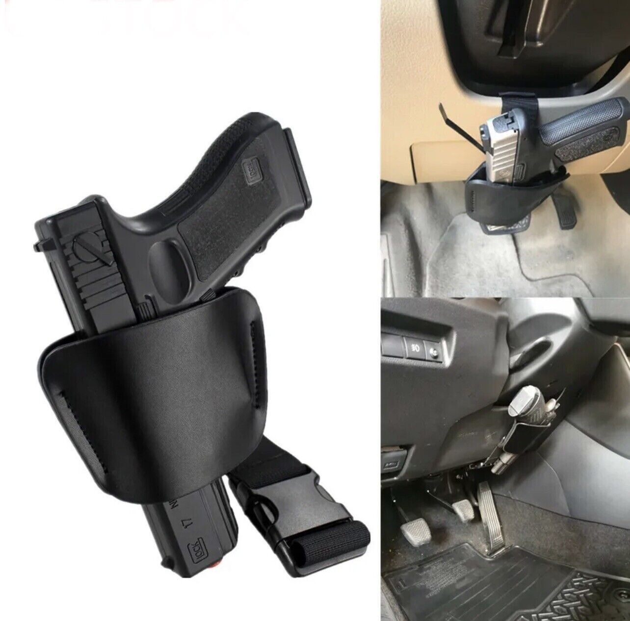 Leather Car Holster Gun Holder Adjustable Holster for Truck Steering