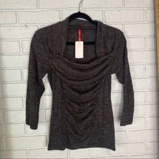 Ruby Ribbon Gray Ruched 3/4 Quarter Length Sleeve Gray Top Size XS NEW