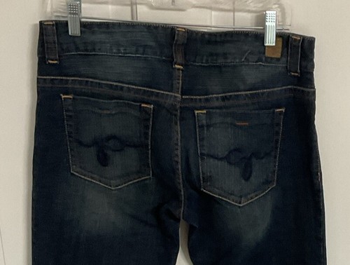 Womens GUESS Vintage Daredevil Boot Cut Low-Rise Jeans Size 31 Dark Wash Wide - Picture 4 of 11
