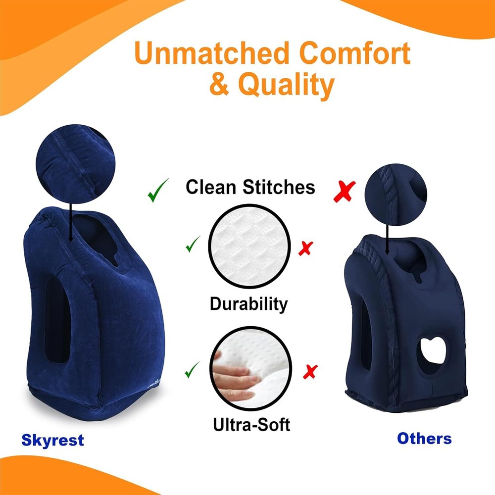 Inflatable Neck Pillow for Travel - Comfortable Support on Planes Buses Cars