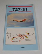 TWA BOEING 727-31 SAFETY INSTRUCTIONS CARD VE...