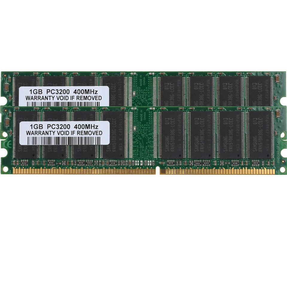 2GB 2x 1GB DDR 400MHz PC-3200 184pin 2.5V Non-ECC Desktop DIMM SDRAM Memory AB - Image 2 of 4