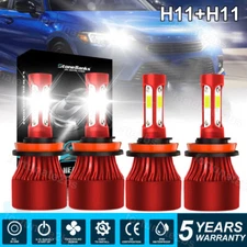 4X H11+H11 4-Side LED Headlight Kit High Low Beam Bulbs Super Bright 6500K White