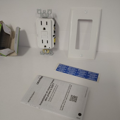 #ad #ad Leviton GFNT1 W White GFCI with plate open box $13.00