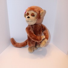 Vintage 1975 R. Dakin  Co Plush Monkey Stuffed Animal hugging closed eyes 11"