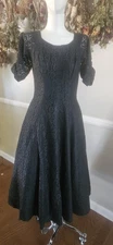Vintage 1950s Heavy Black Lace Party Dress
