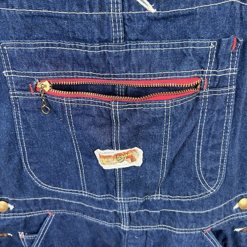 Red Camel Vintage Overalls Mens 38/32 Lower Back Work Bibs Farmer Blue - Picture 3 of 8