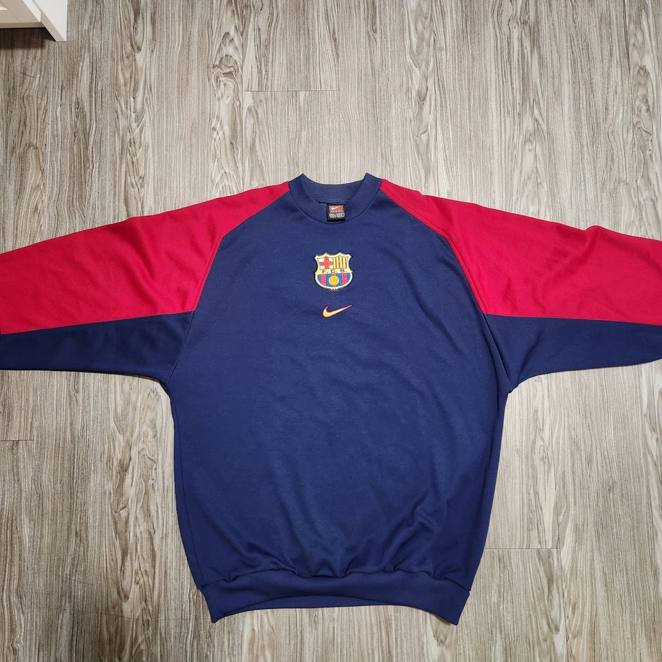 Sudadera de fútbol de colección años 90 Nike Team FCB Barcelona fútbol para hombre Swoosh mediano Foto 4 de 4