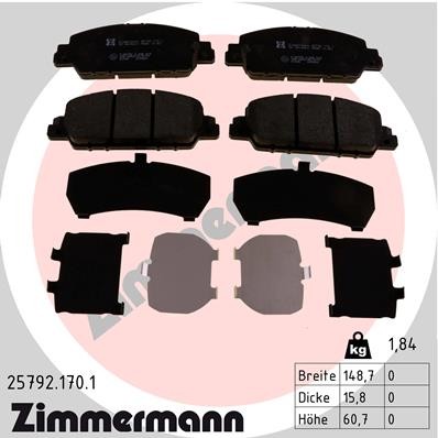 Vorderachse Zimmermann 25792.170.1 Bremsbelagsatz, Scheibenbremse FüR Honda,Hond-image