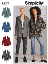 Simplicity 8697 Women Oversized Blazer Sewing Pattern Size 20W-28W New!