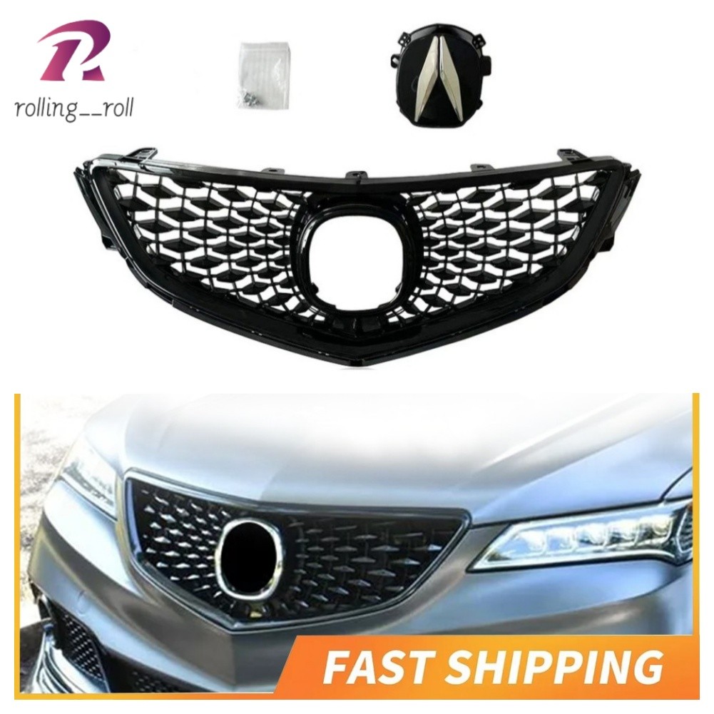 2018 Style Front Bumper Grille Grill For 2015 2016 2017 ACURA TLX Gloss Black