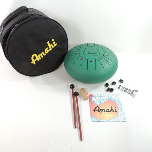 AMAHI Green Steel Tongue Drum 11 Note 12 Inch D-Major with Padded Carrying Case