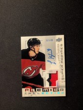 2023-24 UD Premier '03-04 Super Luke Hughes Rookie Auto Patch 03/49 3CLRS!