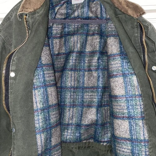 Vintage 1996 CARHARTT Forest Green Blanket Lined Barn Jacket image 2