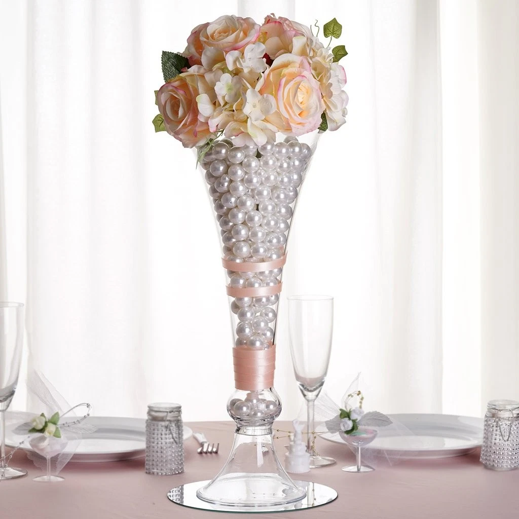 18" tall Clear Glass Trumpet Centerpiece Vases Wedding Party Home Decorations
