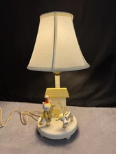 Vintage Nursery Rhyme Hey Diddle Diddle Baby Bedside Lamp. 1950’s Wood.
