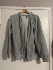 Gildan Men's Gray Full-Zip Hooded Sweatshirt Medium Worn Once