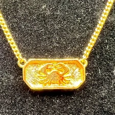 Vintage Crown Trifari Horoscope Cancer 7" Goldtone Gold Tone Bracelet Signed