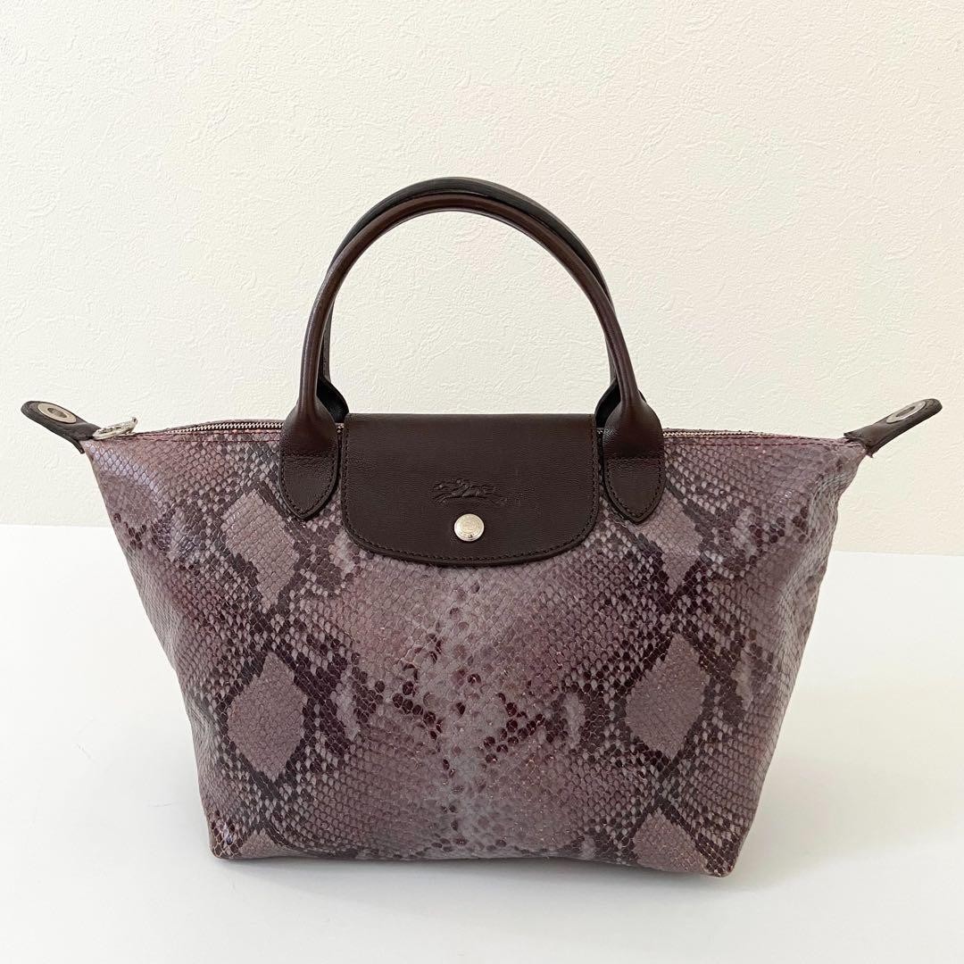 Longchamp Le Pliage Python Pattern Tote Bag Brown… - image 2