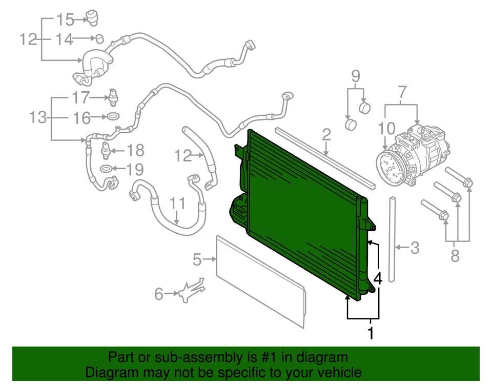 Condensador de aire acondicionado original Volkswagen 1K0-820-411-AH Foto 2 de 2