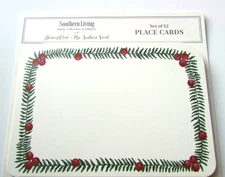 Southern Living Hester & Cook Christmas Red Berry Sprig Place Cards Set 12 NIB