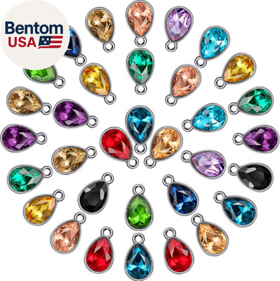 52 Pieces Water Drop Pendants Crystal Beads Pendants Charms Rhinestone Teardrop
