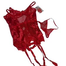 Seven Til Midnight Chemise With Criss-Cross Back And Thong Set Plus Size 3X/4X