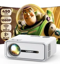 VIZONY Projector 450ANSI 1080P 5G WiFi Bluetooth Video Home Theater 250" Display