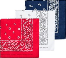 Levi's Mens 100 Cotton Bandana   Headband, Wrap, Protective Cove Red/White/Blue