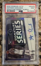 2020-21 Donruss Optic Signature Series Purple Anthony Edwards PSA 9 ROOKIE RC 🔥