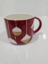 Starbucks Coffee Cup Red Mug White & Gold Ornaments 14oz Christmas Holiday 2012