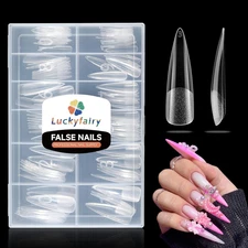 XXL Stiletto Nail Tips 120 Pcs Full Cover Pre-Buff Stiletto Gel Press on Nails F