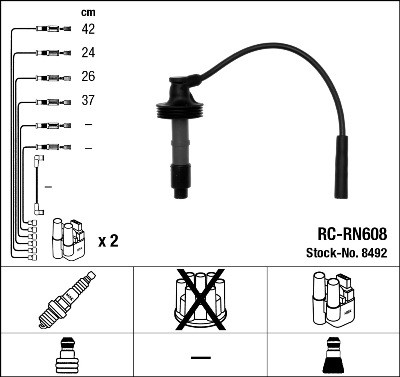 IGNITION CABLE SET LEADS KIT NGK 8492 P NEW OE REPLACEMENT - Picture 2 of 6
