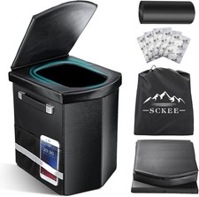 Upgraded XL Portable Toilet for Adults - Tall Camping Potty with Lid  Carry Bag