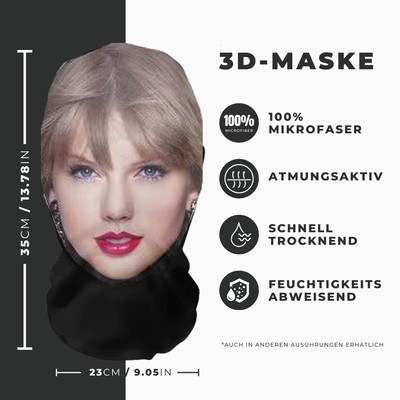 Realistische Taylor Swift  3D-Druck Vollgesichtsmaske   Atmungsaktiv, Witz