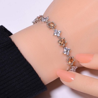 Morganite Gemstone 925 Sterling Silver Tennis Bracelet 8.99'' B50, Gift for her