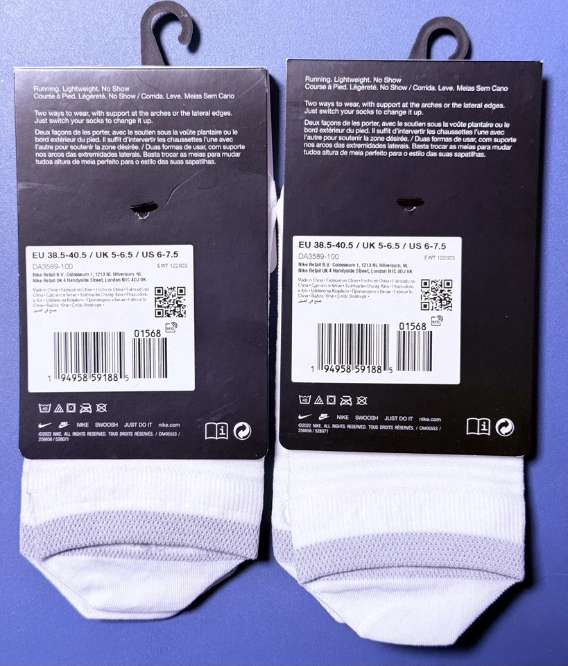 Nike Spark Lightweight No Show Running Training Socks UK 5.5 - 6.5  DA3589-100 - Image 2 of 4