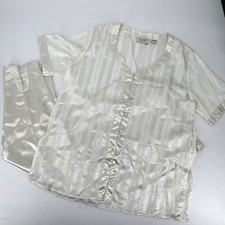 Vintage Victoria's Secret Gold Label 2 Piece Pajama Set Ivory Size S Preowned