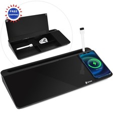 Whiteboard Desk Black Wireless Charger Desktop Dry Erase Board Glass Varhomax